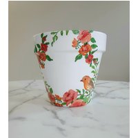 Vogel Blumentopf-15 cm, Tontopf, Übertopf, Terrakotta-Töpfe, Vogelgeschenke, Frühlingstopf, Geschenke Für Sie, Decoupage von PoshPotsParlor