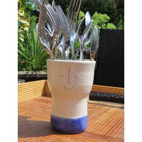Glücklichgesicht Vase/Utensilien Halter Stift Tasse Becher, Handgemachte Keramik Glücklichgesicht Vase/Utensilien Halter Stift Tasse Becher, Handgemachte Keramik von PositivePotteryGoods