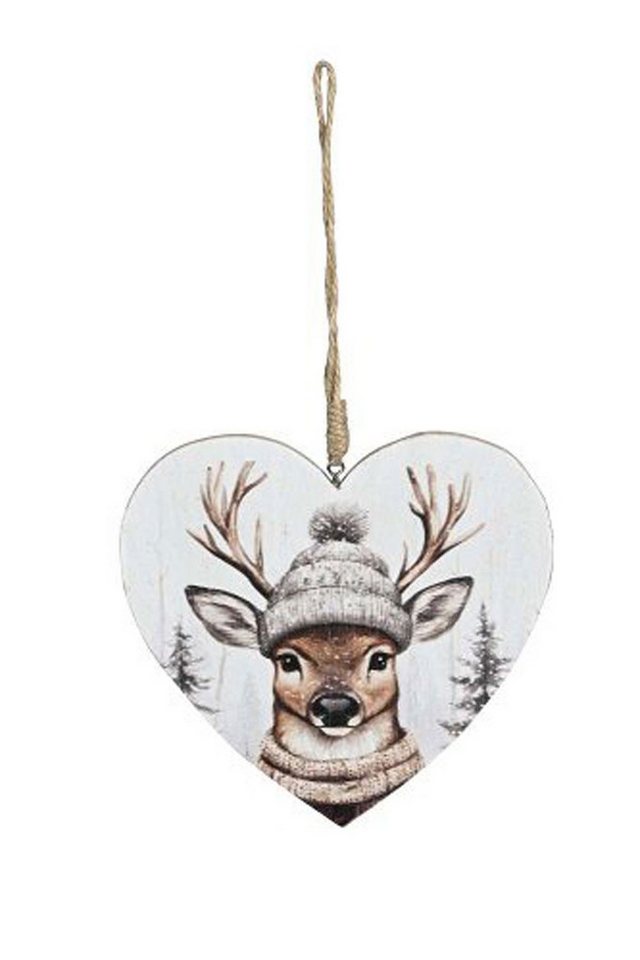 Posiwio GmbH & Co. Vertriebs KG Dekohänger Herz zum Hängen mit süssem Hirsch Holz 15x14,5 cm (1 St) von Posiwio GmbH & Co. Vertriebs KG