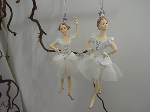 2er Set Tanzende Ballerina Tänzerin zum Hängen Dekoration Geschenk Glücksbringer weiß von Posiwio