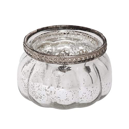 2tlg. Teelichthalter Antique antik Silber aus Glas mit Metallrand Bauernsilber G von Posiwio