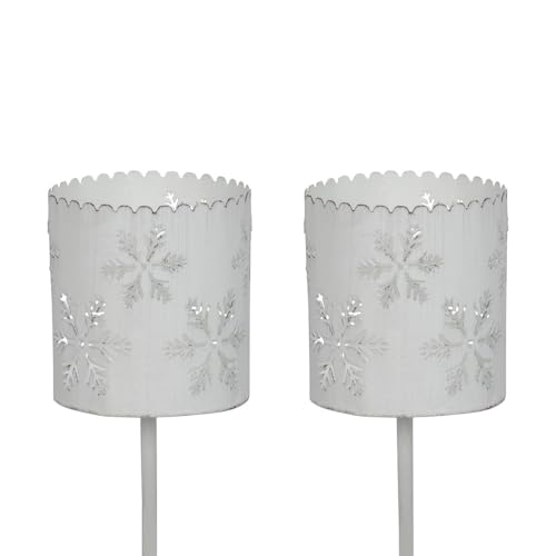 2tlg. Windlichtstecker Snowflakes weiß Shabby chic Metallwindlicht Schneeflocken von Posiwio