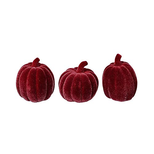 3tlg. Kürbis Velvet dunkelrot weinrot Dekokürbis Herbstdekoration K (3 Motive) von Posiwio