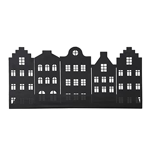 Häuserleiste Town schwarz L38cm Dekoleiste mit Häusern aus Metall Haussilhouette von Posiwio