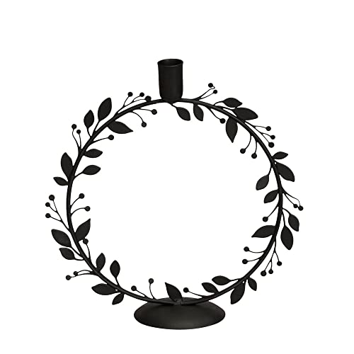 Kerzenhalter Mistletoe schwarz aus Metall Kranz Mistelzweig Metallkranz Kerzenständer von Posiwio
