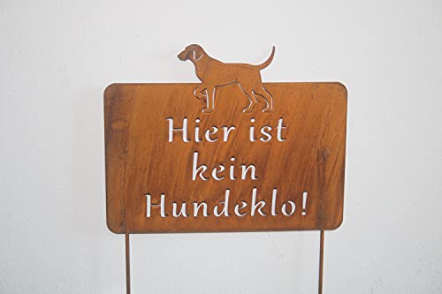 Metallschild Hier ist kein Hundeklo Schild Rost zum Stecken, Schildgröße 25 x 20 cm und Erdspieß 11,5 cm von Posiwio