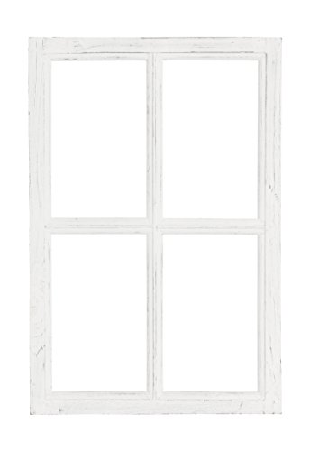 Nostalgie Holz Deko Fenster weiß gewischt 40 x 2 x 60 cm von Posiwio