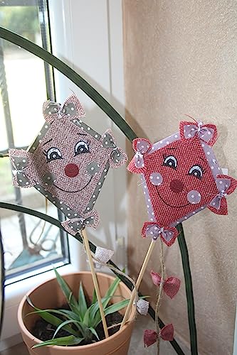 Posiwio 2 kleine Deko-Drachen am Stab zum Stecken, 11 x H 15cm + 26 cm Stab Posiwio 2 kleine Deko-Drachen am Stab zum Stecken, 11 x H 15cm + 26 cm Stab von Posiwio