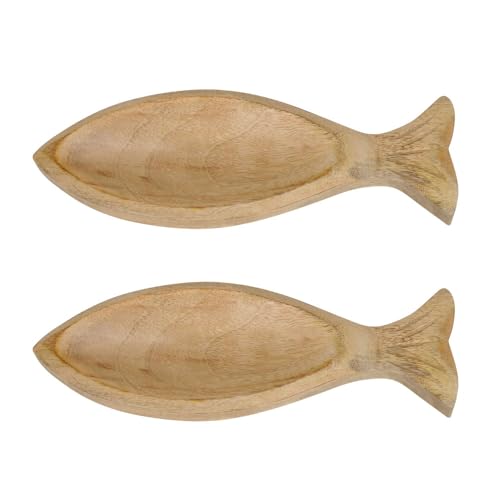 Posiwio 2tlg. Holzschale FISCH natur braun Dekoschale aus Holz in Fischform Long Island von Posiwio