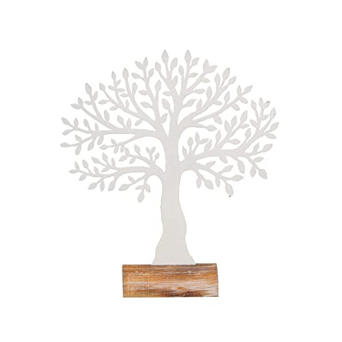 Posiwio Baum White weiß aus Metall und Holz H25cm Dekobaum Dekoaufsteller Metallbaum von Posiwio