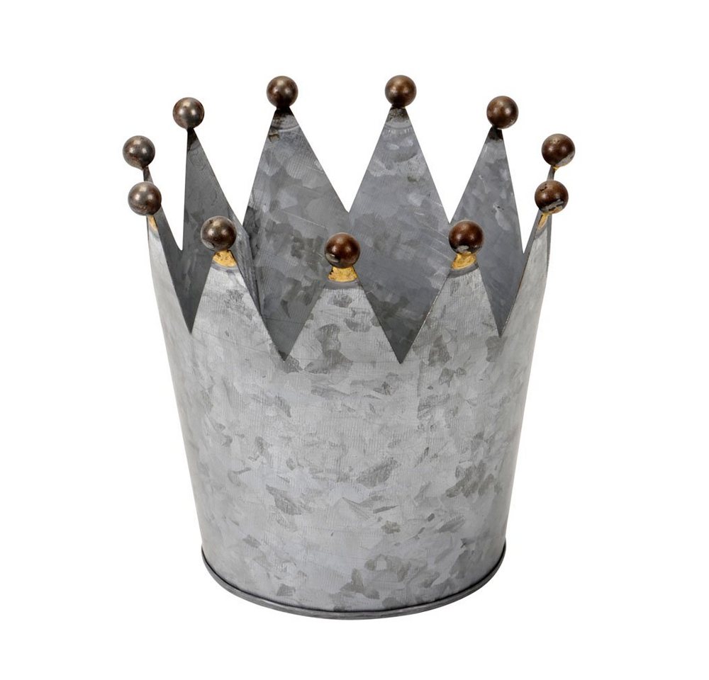 Posiwio Blumentopf Blumentopf CROWN grau shabby chic aus Metall D15cm Metallkrone Dekokrone Landhaus von Posiwio