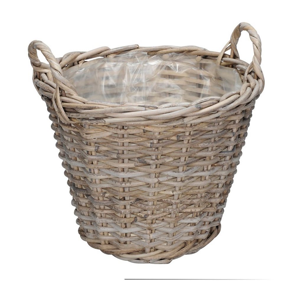 Posiwio Blumentopf Pflanzkorb FLOWER MARKET grau braun Kooboo Rattan D31cm Rattankorb von Posiwio