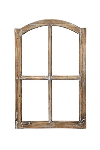 Posiwio Deko-Fensterrahmen Holz- Rahmen Fenster-Attrappe Holz Natur braun Shabby gewischt Vintage von Posiwio