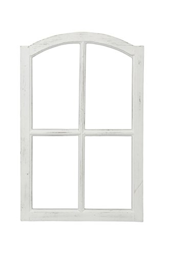 Posiwio Deko-Fensterrahmen Holz- Rahmen Fenster-Attrappe Holz Shabby weiß gewischt Vintage von Posiwio