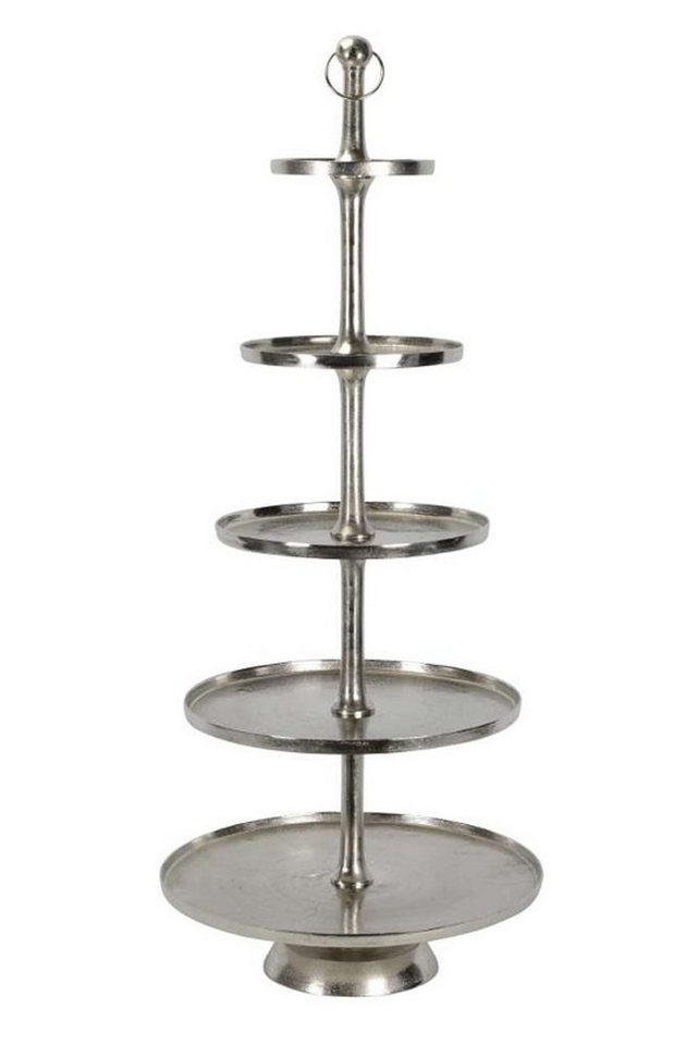 Posiwio Dekoetagere XL Deko Etagere Aluminium silber antik H151 cm D63 cm 5-stöckig von Posiwio