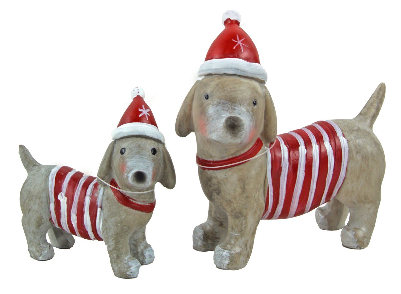 Posiwio Dekofigur 2er-Set in Grau - Dekofiguren Hunde im Weihnachts-Outfit (2 St., 2 tlg) von Posiwio