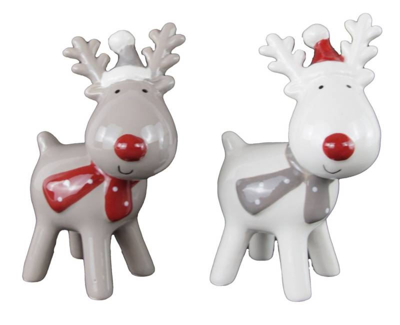 Posiwio Dekofigur Niedliches 2er Set Elch - Höhe ca. 13 cm (2 St), Weihnachtsfigur, Elche, 2er Set von Posiwio
