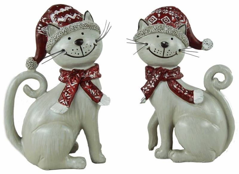 Posiwio Dekofigur Weihnachtliche Katze Minka 2er Set - Höhe ca. 16 cm (2 St) von Posiwio