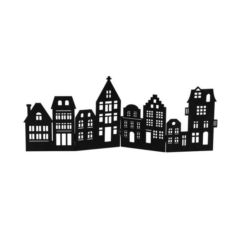 Posiwio Dekoobjekt Dekoleiste CITYLIGHTS schwarz aus Holz Holzhäuser Silhouette H23cm von Posiwio