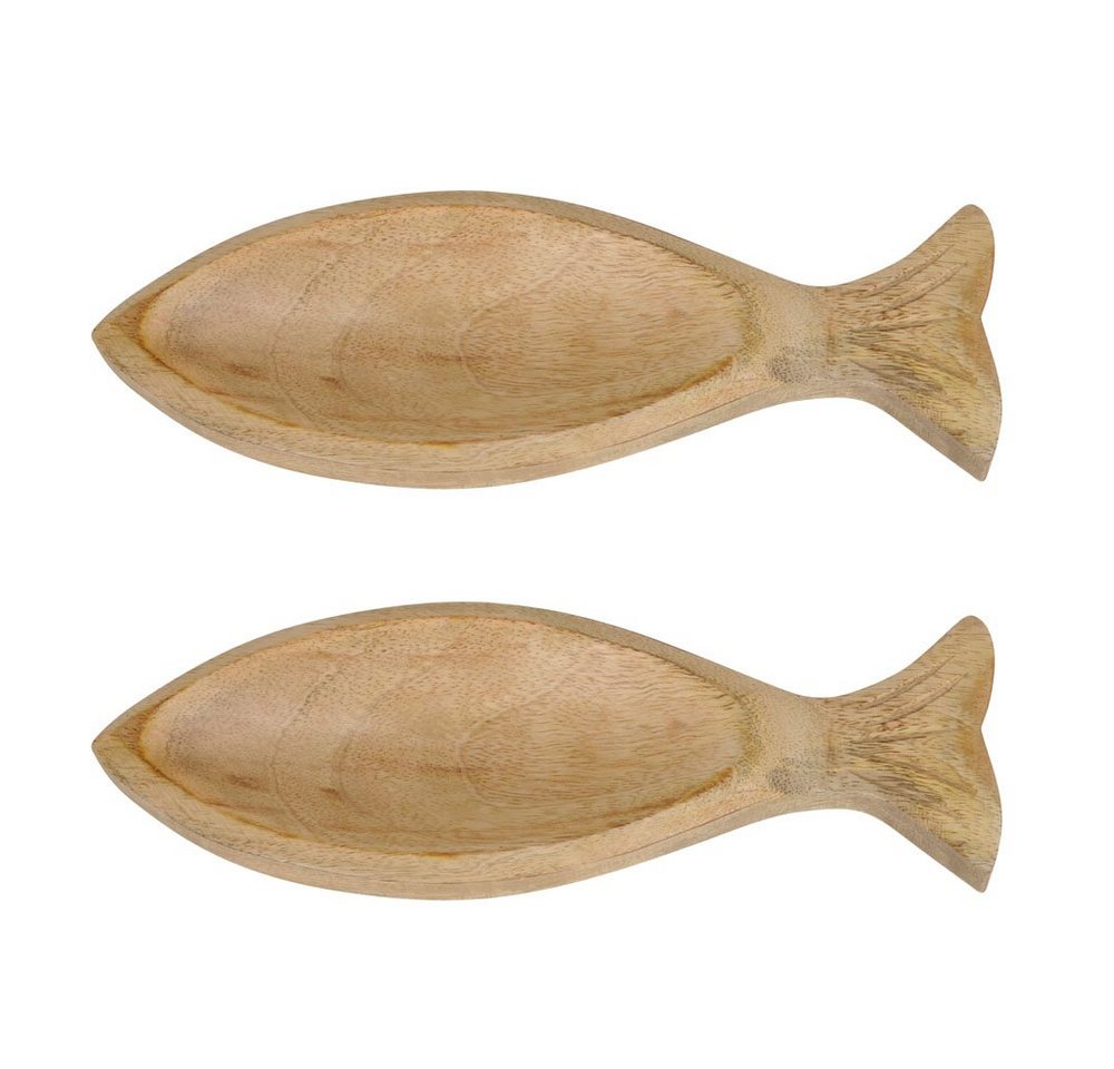 Posiwio Dekotablett 2tlg. Holzschale FISCH natur braun Dekoschale aus Holz in Fischform Lo von Posiwio