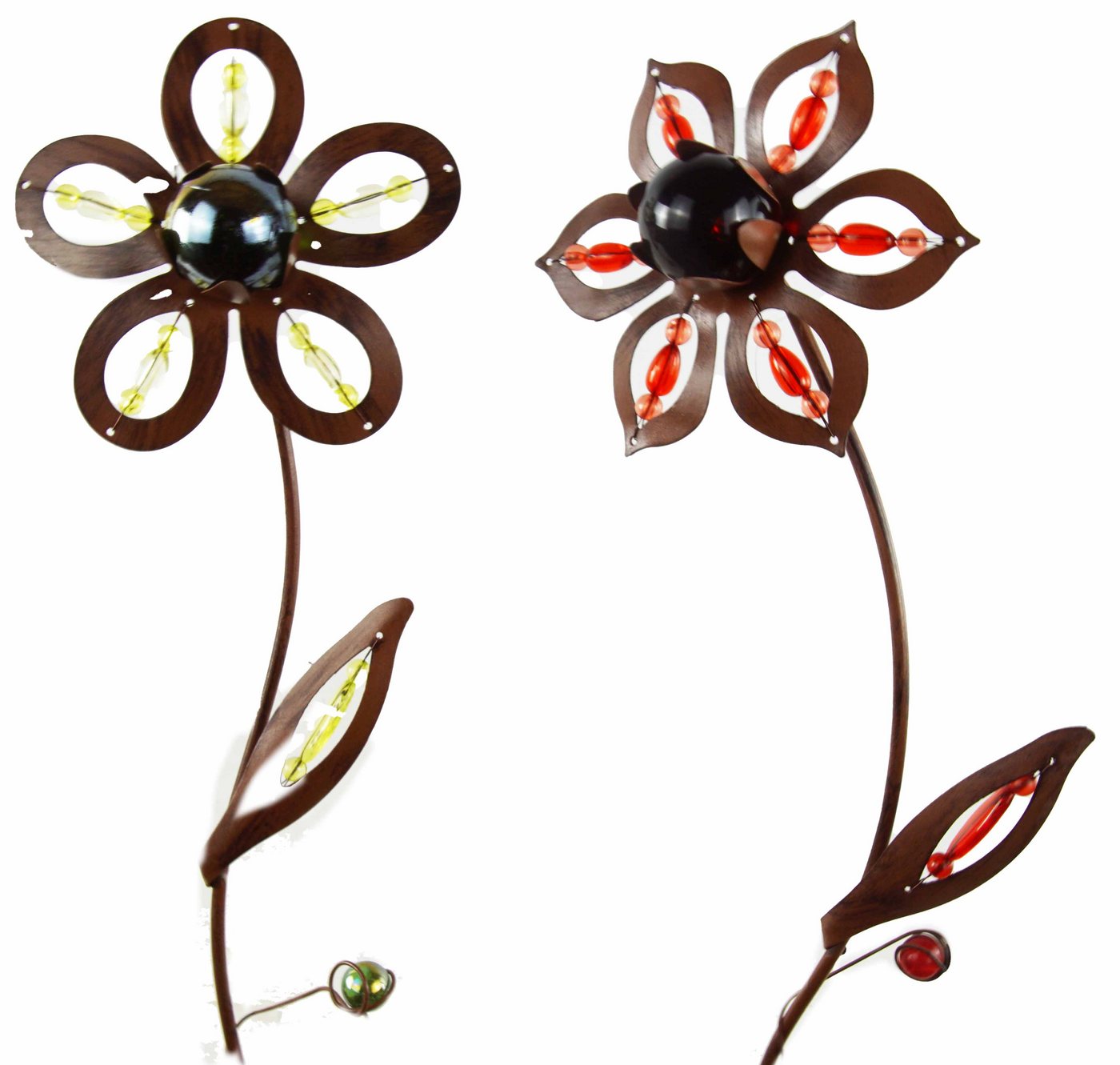 Posiwio Gartenstecker Bezauberndes 2er Set Gartenstecker Blume rot / grün (2-St., 2 tlg) 2er Set, rostoptik, bunt, Gartenstecker, Blume von Posiwio
