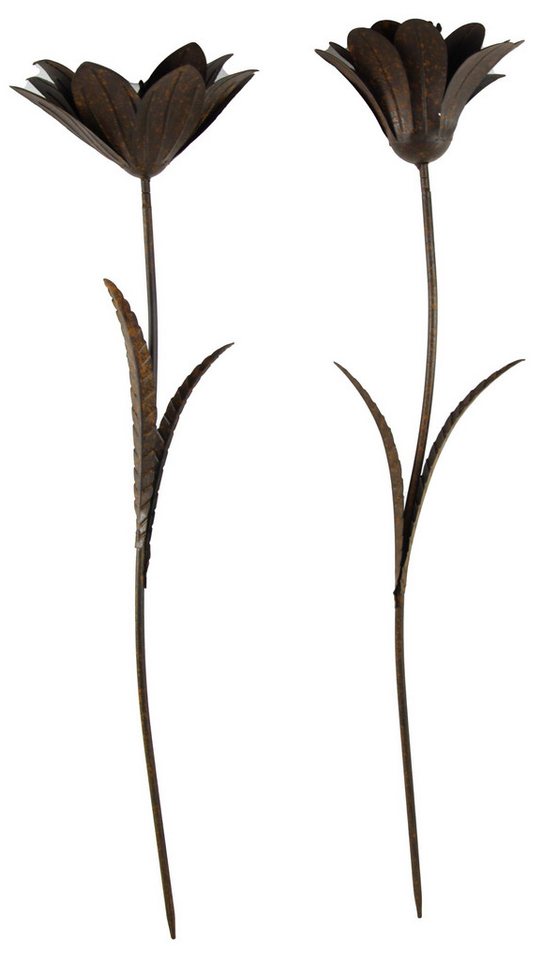 Posiwio Gartenstecker Wunderschönes 2er Set Gartenstecker Blume braun (2 tlg., 2-St) rostoptik, 2er Set, Gartenstecker, Blume von Posiwio