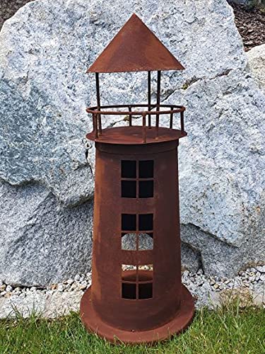 Posiwio Leuchtturm groß 62cm Maritime Dekoration Gartendeko rostige Deko beleuchtbar Windlicht von Posiwio