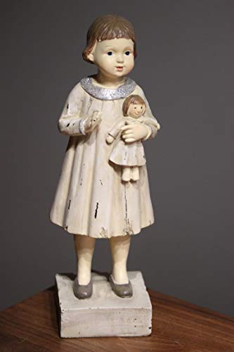 Posiwio Mädchen mit Puppe aus Resin, H 28 cm, Dekofigur im Retrolook von Posiwio