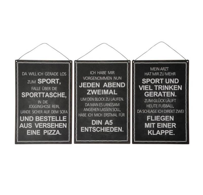Posiwio Metallschild 3tlg. Schild SPORT schwarz aus Metall lustige Sprüche Metallschild 20x von Posiwio