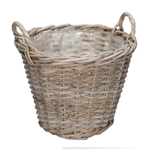 Posiwio Pflanzkorb Flower Market grau braun Kooboo Rattan D31cm Rattankorb von Posiwio