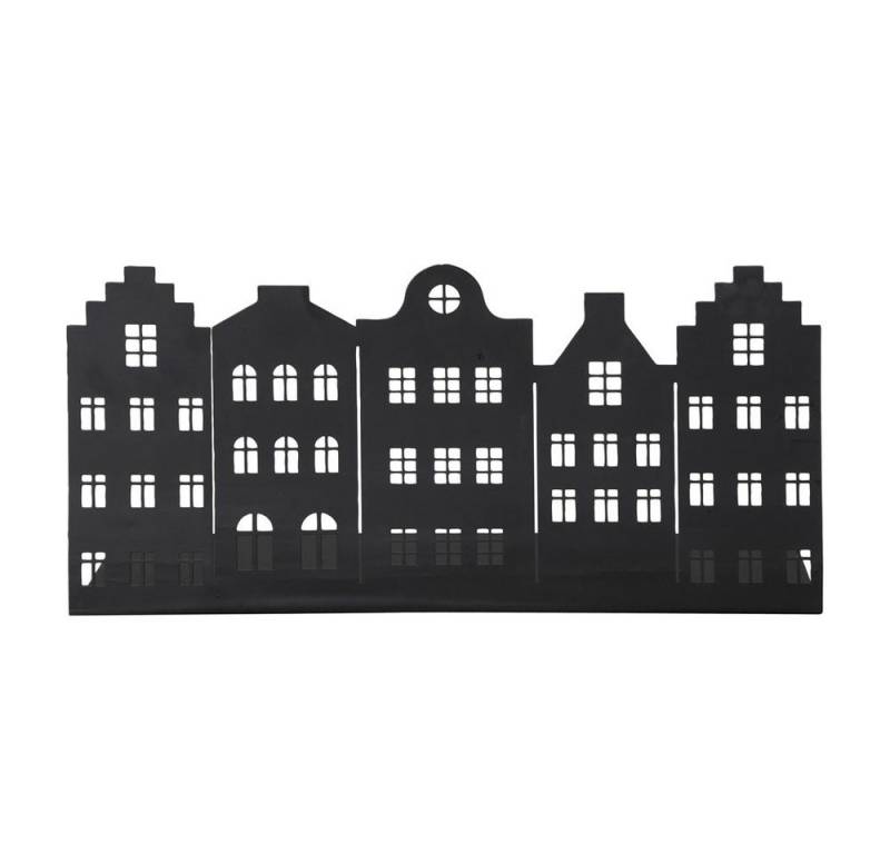 Posiwio Dekoobjekt Häuserleiste TOWN schwarz L38cm Dekoleiste mit Häusern aus Metall Haus von Posiwio