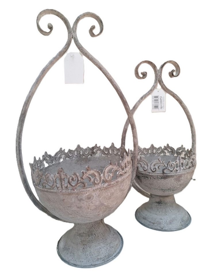 Posiwio Übertopf 2er Set Pflanzschale Fleur di Lys franz Lilie Eisen rost shabby Deko, mit Rundbogen Griff Rank Hilfe von Posiwio