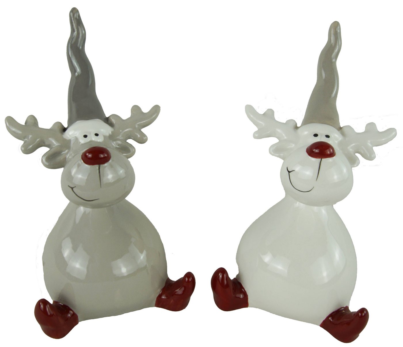 Posiwio Weihnachtsfigur 2er Set niedlicher Elch sitzend, Weihnachtsfigur, Elche, 2er Set von Posiwio