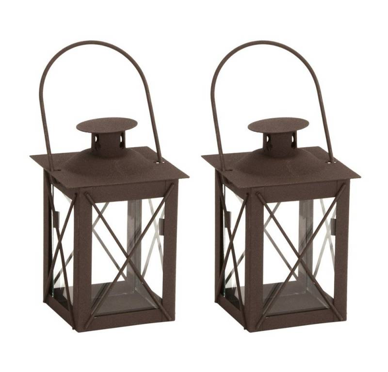Posiwio Windlicht 2tlg. Minilaterne WINSTON braun dunkelbraun kleine Metalllaterne H11cm von Posiwio