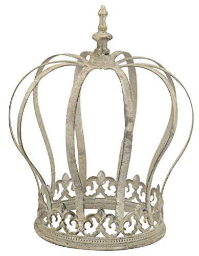Posiwio dekorative Garten Krone Dekokrone Metall antikgrau Vintage Optik (groß ca. 22,5 x 24 cm hoch) von Posiwio