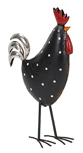 Posiwio dekorativer Deko-Hahn Deko-Huhn Garten-Deko Metall schwarz weiß handbemalt 2 Motive zur Auswahl (Hahn schwarz) von Posiwio