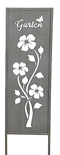 Posiwio dekorativer Gartenstecker als Gartenschild mit Schriftzug Garten oder Willkommen Metall grau lackiert (grau Garten) von Posiwio