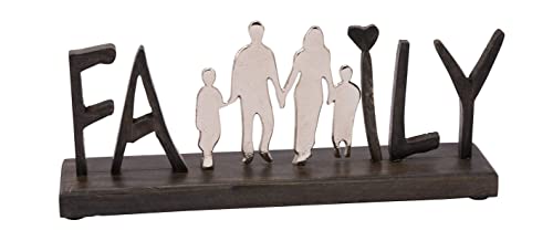 Posiwio dekorativer Schriftzug Family aus Mangoholz und Aluminium von Posiwio