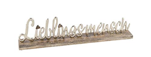 Posiwio dekorativer Schriftzug LIEBLINGSMENSCH aus Holz und silberfarbigem Aluminium von Posiwio