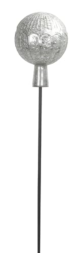 Posiwio dekorativer ausgefallener Gartenstecker mit geprägter Rosenkugel Glaskugel in Cracklee-Optik Silber rosa hellgrün und 2 möglichen Größen (Silber, klein), P10599 von Posiwio