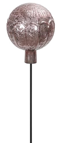 Posiwio dekorativer ausgefallener Gartenstecker mit geprägter Rosenkugel Glaskugel in Cracklee-Optik Silber rosa hellgrün und 2 möglichen Größen (rosa, groß), P10599 von Posiwio