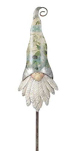 Posiwio dekorativer nostalgischer Gartenstecker Silhouette Wichtelkopf Metall bemalt 2 Modelle zur Auswahl (geblümt mit Bart) von Posiwio