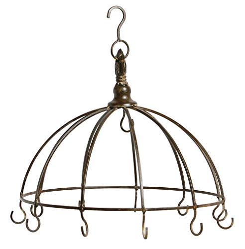 Posiwio kleine dekorative Kräuterkrone mit 11 Haken im Landhausstil Dunkelbraun dm= 22 cm von Posiwio