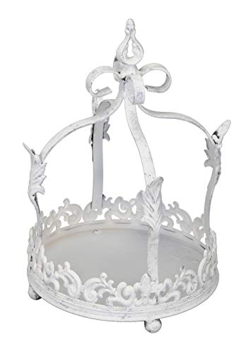 Posiwio nostalgische Garten-Krone Deko-Krone Pflanz-Krone Metall weiß Vintage Shabby Optik in 2 möglichen Größen (groß) von Posiwio