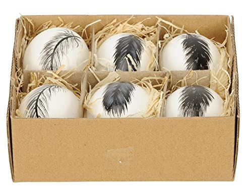 ausgefallene Ostereier echte Hühnereier in trendigen schwarz-weiß Motiv Feder Preis für Set a 6 Stück von Posiwio