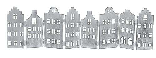 dekorative Silhouette Häuserzeile 3 oder 8 Häuser als Paravent Metall hellgrau weiß schwarz je beidseitig farbig in verschiedenen Größen (klein lang, hellgrau) von Posiwio
