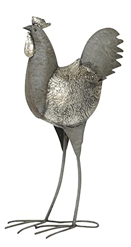 Posiwio dekorativer Deko-Hahn Deko-Huhn Garten-Deko Metall grau Shabby Optik 2 Motive zur Auswahl (Huhn ca. 33 x 13 x 51 cm hoch) von Posiwio
