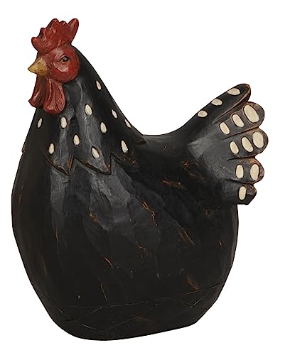 dekorativer Deko-Hahn Deko-Huhn als Garten-Deko Polystone schwarz weiß handbemalt 2 Motive zur Auswahl (schwarz) von Posiwio