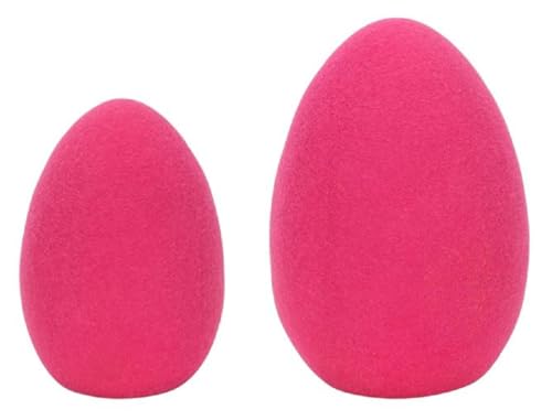 dekoratives frühlingshaftes großes Dekoei Osterei beflockte Oberfläche in verschiedenen frühlingshaften Farben und verschiedenen Größen (Pink, 1 x klein und 1 x groß) von Posiwio