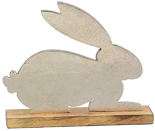 frühlingshafte Deko-Hasen als hockende Osterhasen Hoppel in Altsilber Preis für 1 Stück (groß) von Posiwio